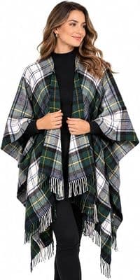 Ladies Gordon Dress Tartan Lambswool Cape - Made in Scotland