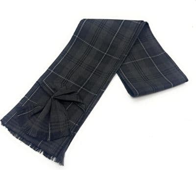 Ladies Grey Granite Tartan Mini Sash With Rosette