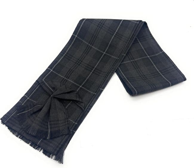 Ladies Grey Granite Tartan Mini Sash With Rosette