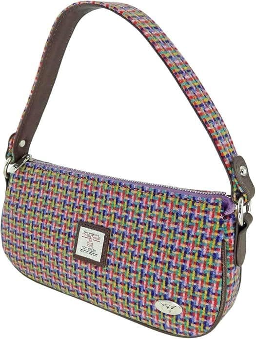 Ladies Harris Tweed  Jazzy Weave Shoulder Bag With Tweed Strap