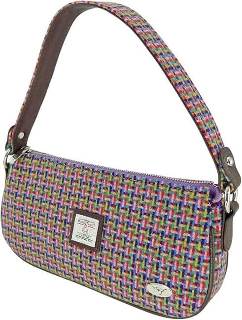 Ladies Harris Tweed Jazzy Weave Shoulder Bag With Tweed Strap