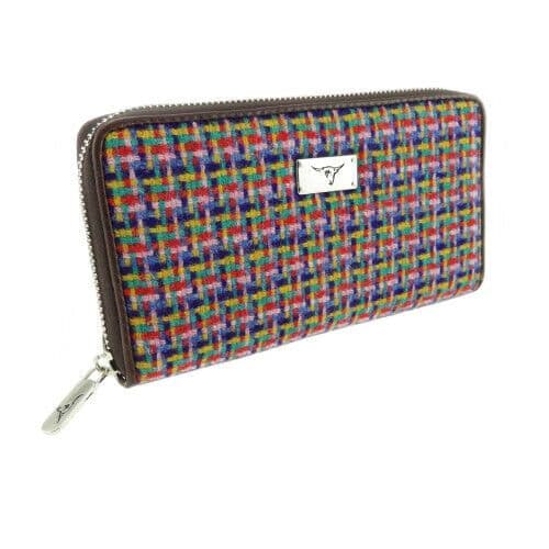 Ladies Harris Tweed Long Staffa Zip Round Purse Jazzy Weave