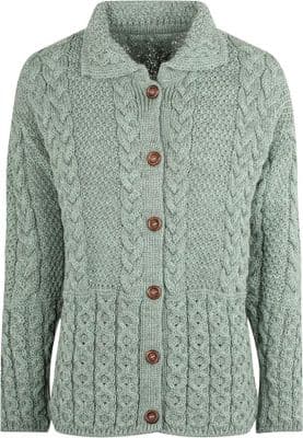 Ladies Light Green Wool Cardigan