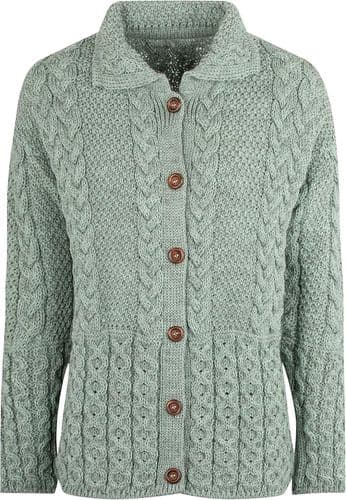 Ladies Light Green Wool Cardigan