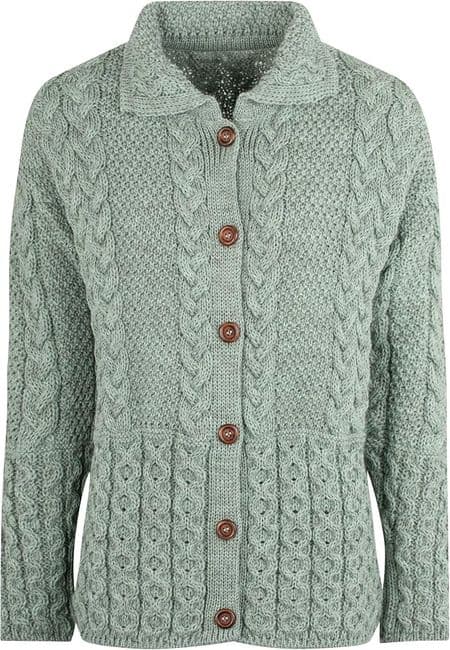 Ladies Light Green Wool Cardigan