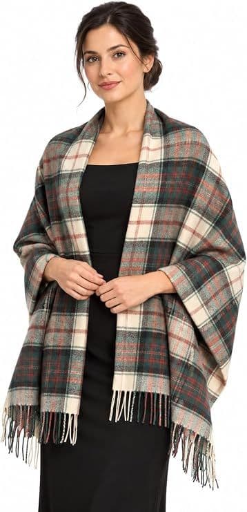 Ladies Macdonald Dress Weathered Tartan Pure Lambswool Stole - Made in Scotland