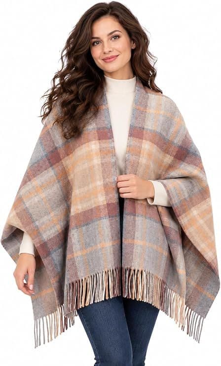 Ladies MacKellar Natural Tartan Pure Cashmere Mini Cape