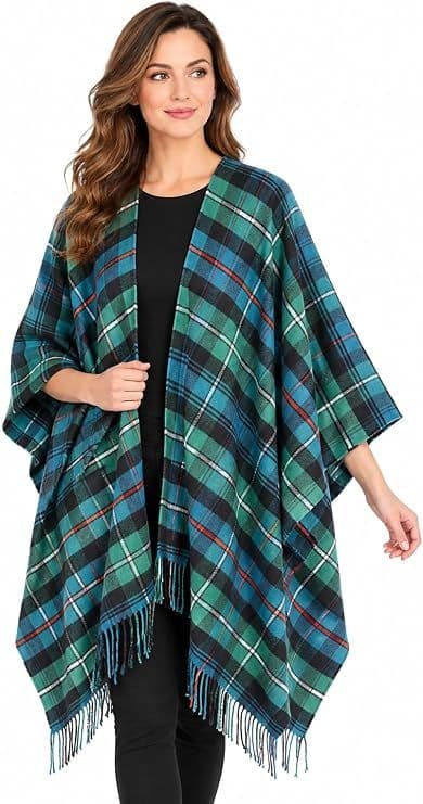 Ladies MacKenzie Ancient Tartan Lambswool Cape - Made in Scotland