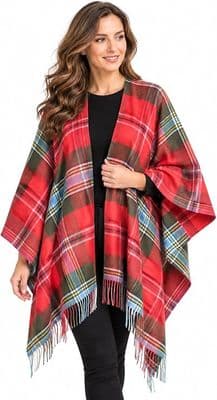 Ladies MacLean of Duart Weathered Tartan Lambswool Cape - Made in Scotland