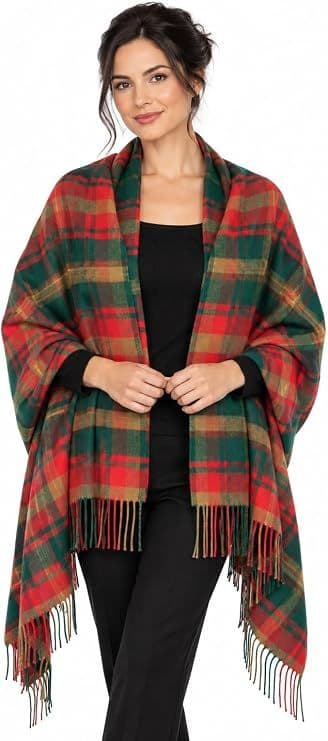 Ladies Maple Leaf Canadian Tartan Pure Lambswool Stole - Made in Scotland