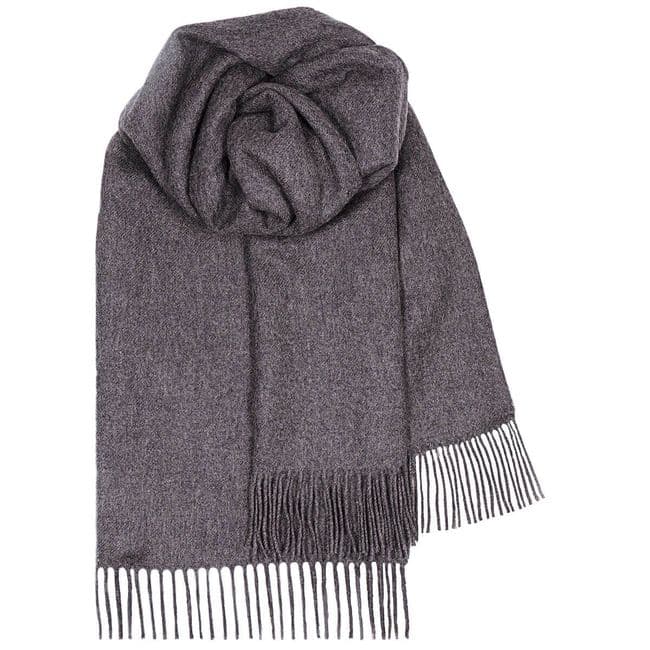 Ladies Plain Charcoal Grey Pure Lambswool Stole - Made in Scotland
