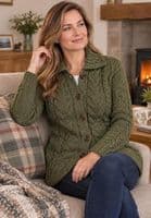 Apple Green Aran Cardigan | Pure British Wool
