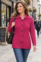 Blossom Pink Aran Cardigan | Pure British Wool
