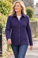 Heather Purple Aran Cardigan | Pure British Wool
