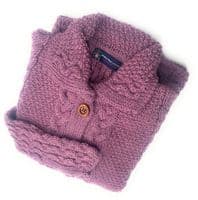 Light Pink Wool Cardigan | Ladies Aran Knitwear
