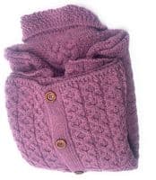 Light Pink Wool Cardigan | Ladies Aran Knitwear

