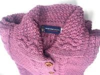 Light Pink Wool Cardigan | Ladies Aran Knitwear
