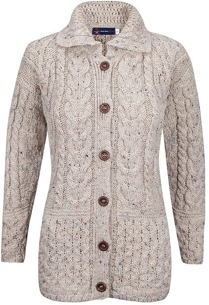 Ladies Pure British Wool Skiddaw Aran Cardigan
