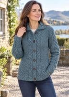 Ladies Pure British Wool Summer Storm Aran Cardigan