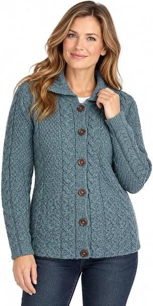 Summer Storm Aran Cardigan | Pure British Wool
