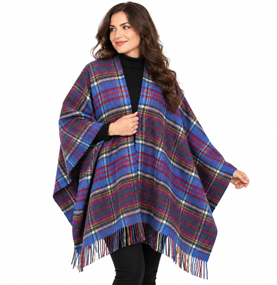 Ladies Pure Cashmere Anderson Modern Tartan Mini Cape