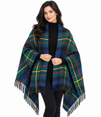 Ladies Pure Lambswool MacLaren Modern Tartan Cape – Made in Scotland | Scottish Wool Wrap