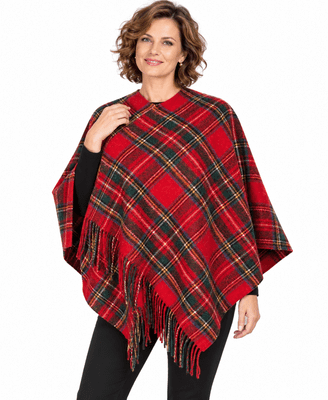 Ladies Pure Lambswool Royal Stewart Tartan Mini Cape – Made in Scotland | Scottish Tartan Shawl Wrap