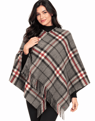 Ladies Pure Lambswool Thomson Grey Tartan Mini Cape