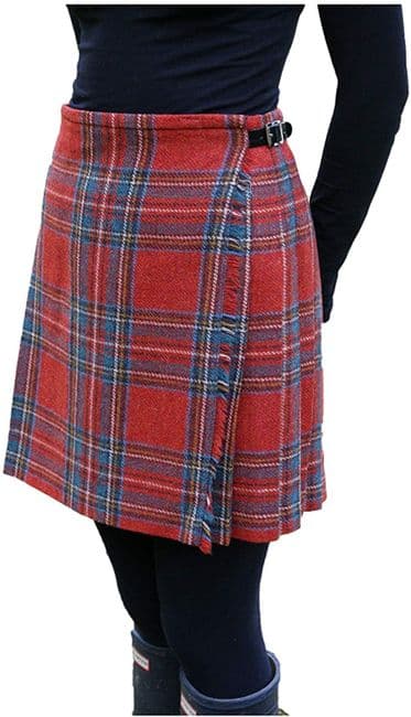 Ladies Pure Shetland Wool Antique Royal Stewart Tartan Mini Kilt