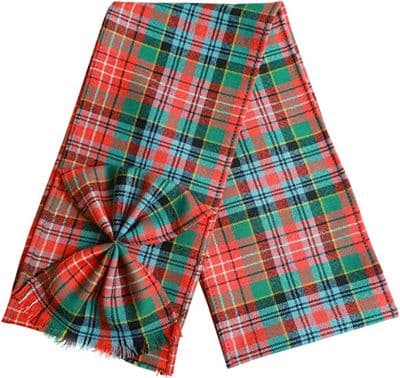 Ladies Pure Wool Caledonia Ancient Tartan Mini Sash With Rosette Made in Scotland