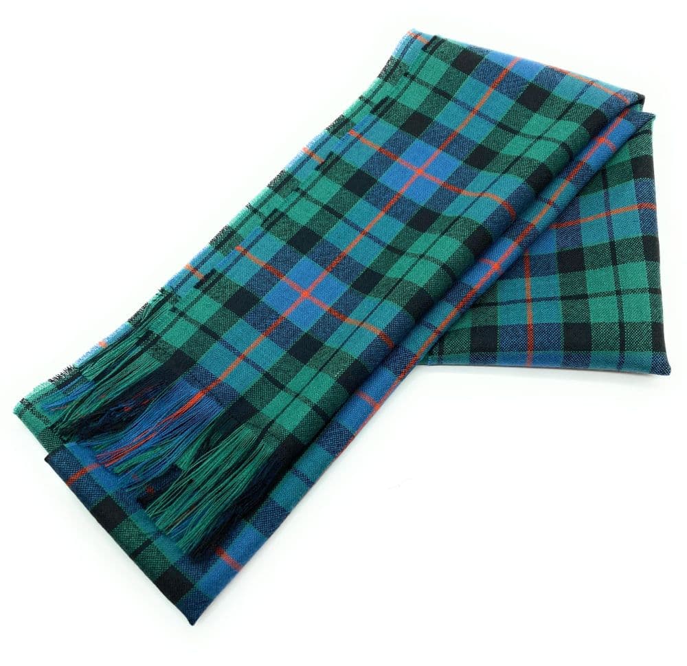 Ladies Pure Wool Full Size Morrison Green Ancient Tartan Sash - Made in Scotland