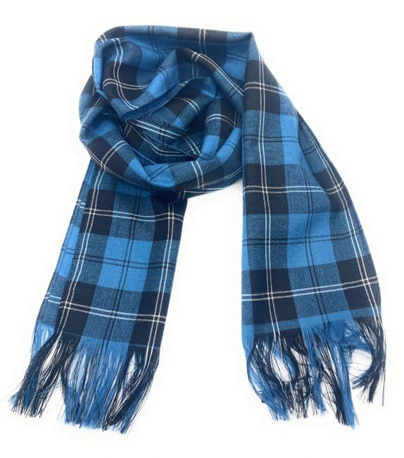 Ladies Pure Wool Ramsay Blue Stole/Shawl/Long Scarf - Made In Scotland