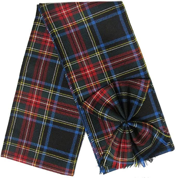 Ladies Pure Wool Stewart Black Tartan Mini Sash With Rosette Made in Scotland