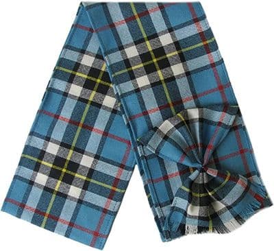 Ladies Pure Wool Thomson Blue Tartan Mini Sash With Rosette Made in Scotland