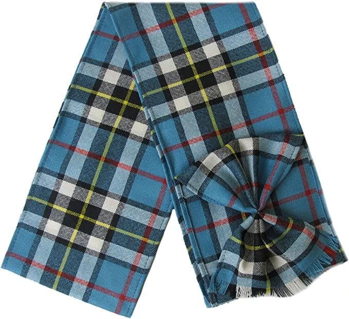 Ladies Pure Wool Thomson Blue Tartan Mini Sash With Rosette Made in Scotland