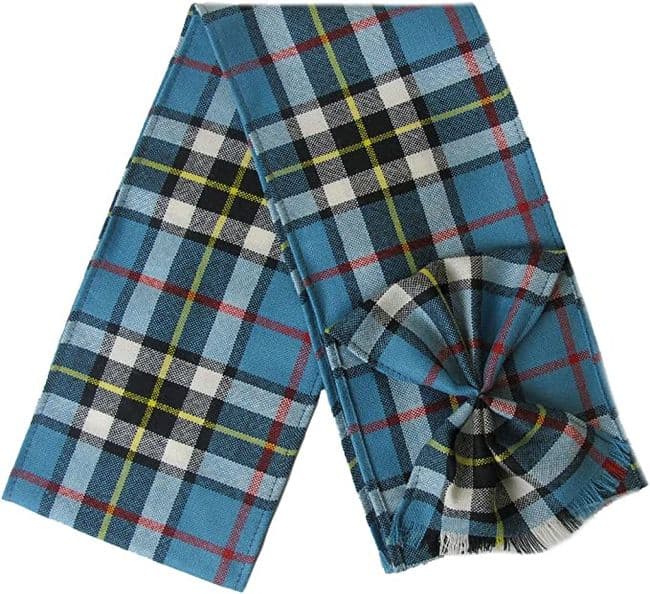 Ladies Pure Wool Thomson Blue Tartan Mini Sash With Rosette Made in Scotland