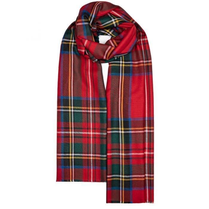 Ladies Royal Stewart Tartan Extra Fine Merino Wool Stole - Made in Scotland