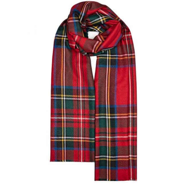 Ladies Royal Stewart Tartan Extra Fine Merino Wool Stole - Made in Scotland