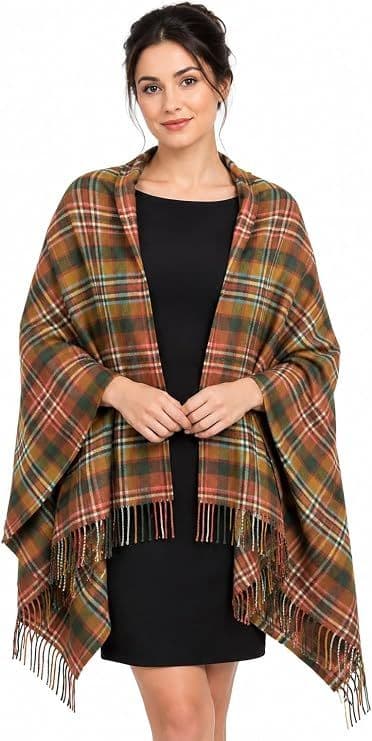 Ladies Scott Green Antique Tartan Pure Lambswool Stole - Made in Scotland