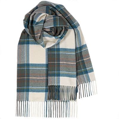 Ladies Stewart Blue Dress Tartan Pure Lambswool Stole - Made in Scotland
