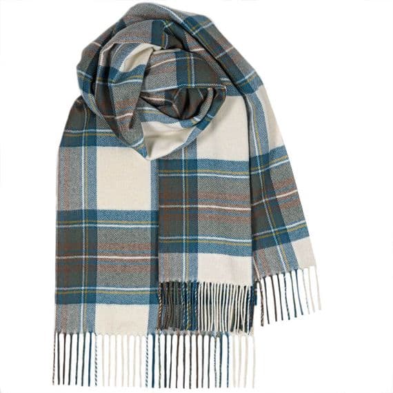 Ladies Stewart Blue Dress Tartan Pure Lambswool Stole - Made in Scotland