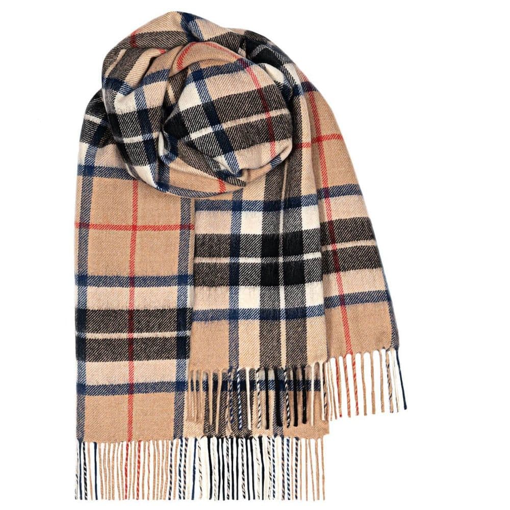 Ladies Thomson Camel Tartan Pure Lambswool Stole - Made in Scotland