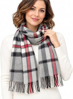 Ladies Thomson Grey Tartan Lambswool Stole