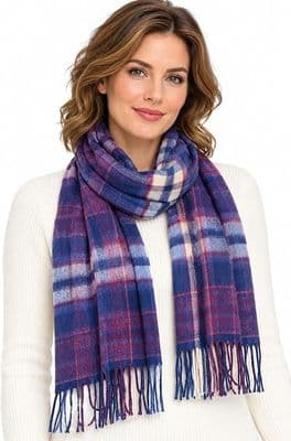Ladies True Navy White/Dk Red Lambswool Stole