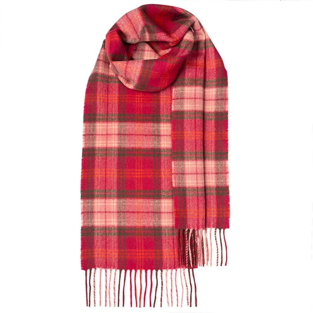 Lochcarron Hunting Rose Tartan Pure Lambswool Scarf - Made in Scotland