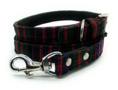 MacDonald Modern Tartan Handmade Dog Collar And Lead Set