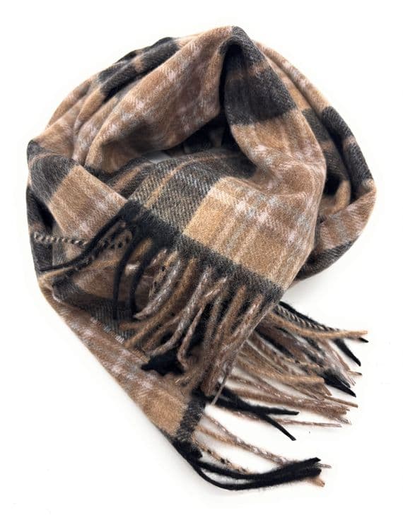 MacKellar Black Tartan Scarf | Highland Tweed