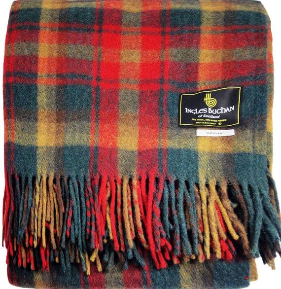 Maple Leaf Tartan Wool Travel Rug | Scottish Blanket
