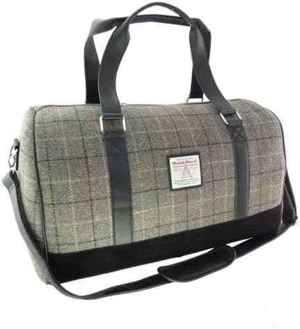 Mink With Black Overcheck Large Harris Tweed Weekend Holdall Bag