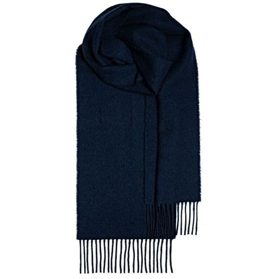 Navy Plain Pure Lambswool Unisex Scarf